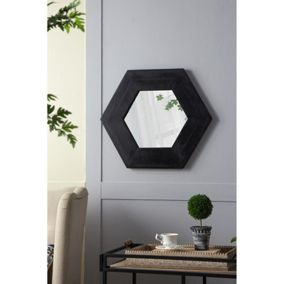 Miroir avec cadre en bois massif, 18,5 po x 18,5 po, miroir noir avec cadre, fin, 18,5 po x 18,5 po
