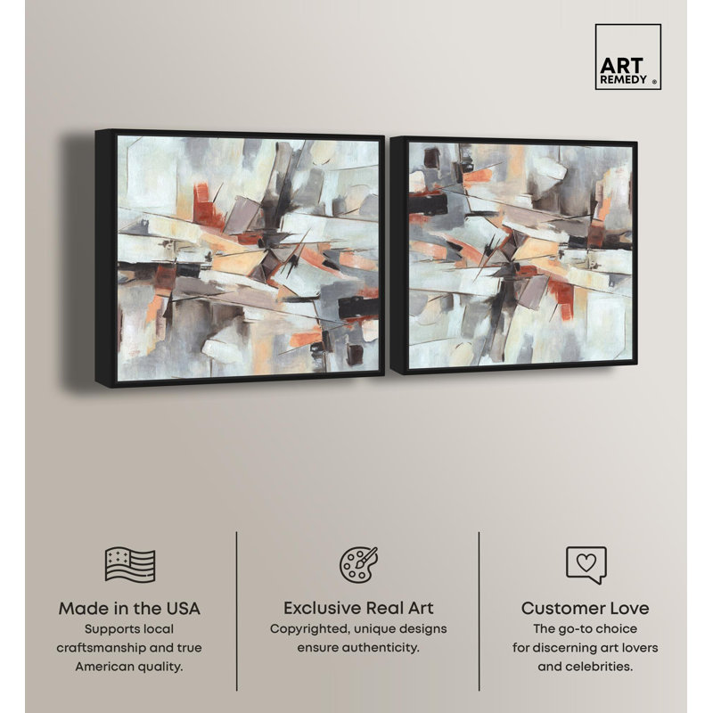 Out of Time Set Canvas Modern Boho by Art Remedy, Black Floater Framed, 13" H x 13" W