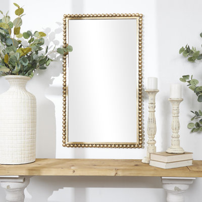 Metal Wall Mirror with Beaded Detailing