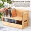 Ensemble de 2 étagères de rangement en bois pour CD avec poignées de transport, porte-cassettes de conception en rotin