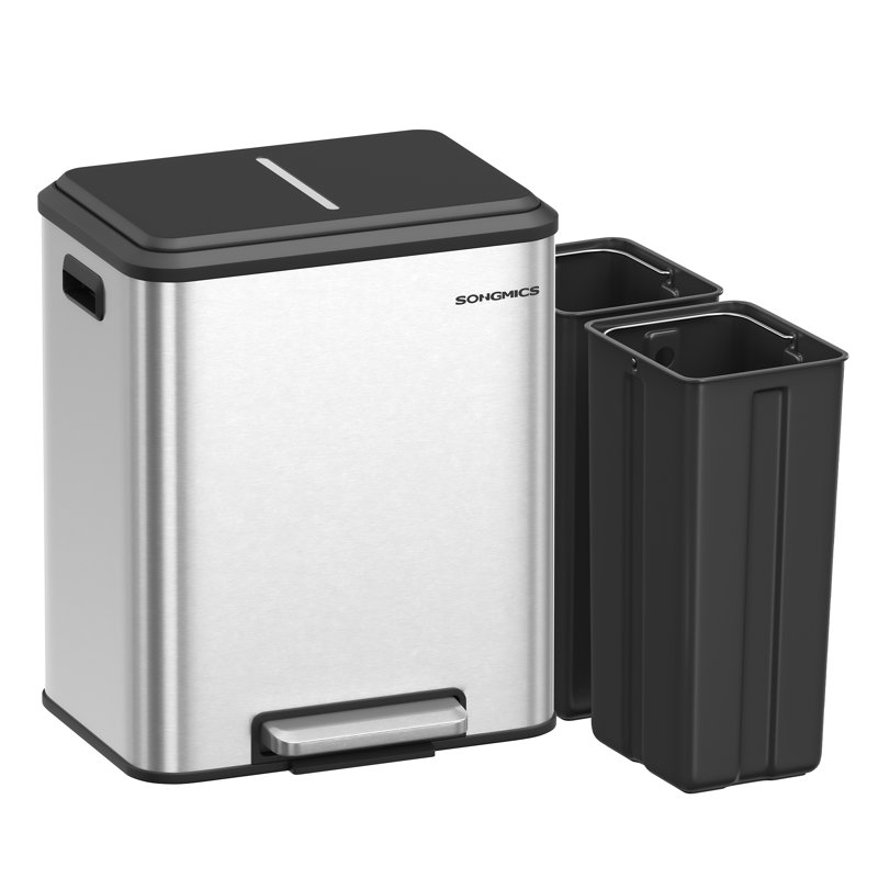Asjah Metal Step On Kitchen Trash Can - 15L, Silver