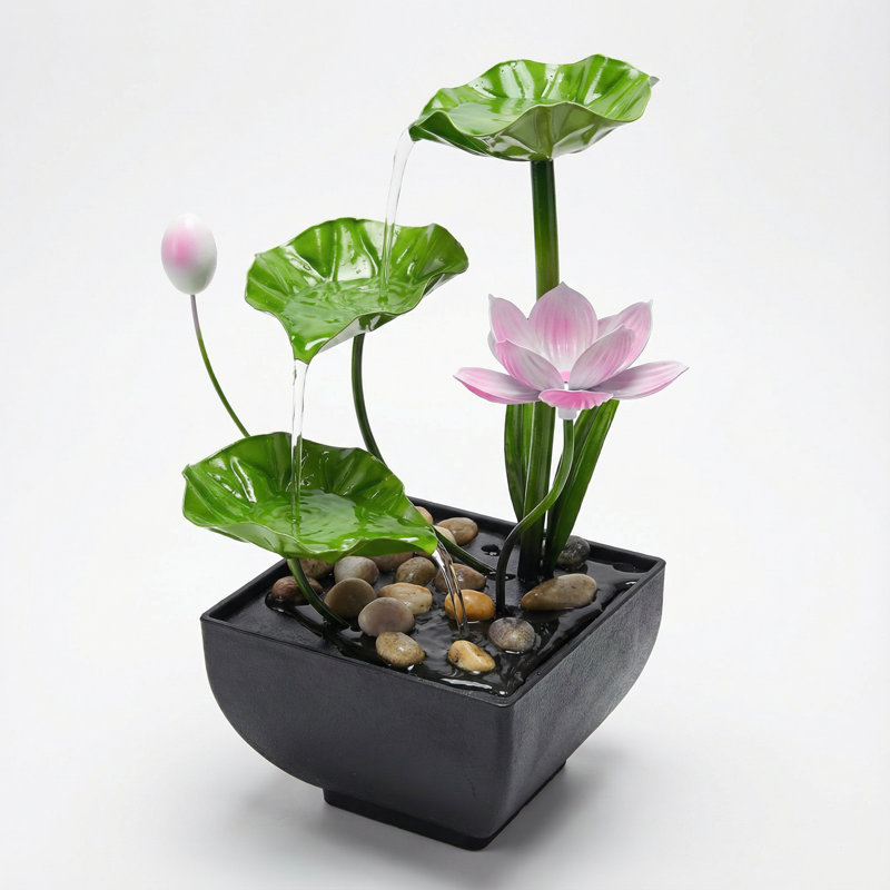 Fontaine de bureau verte Lotus