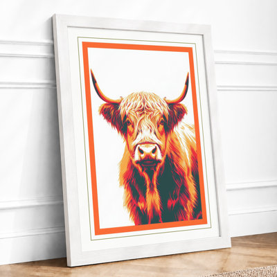 Highland Cattle Gaze Boho - Framed Print