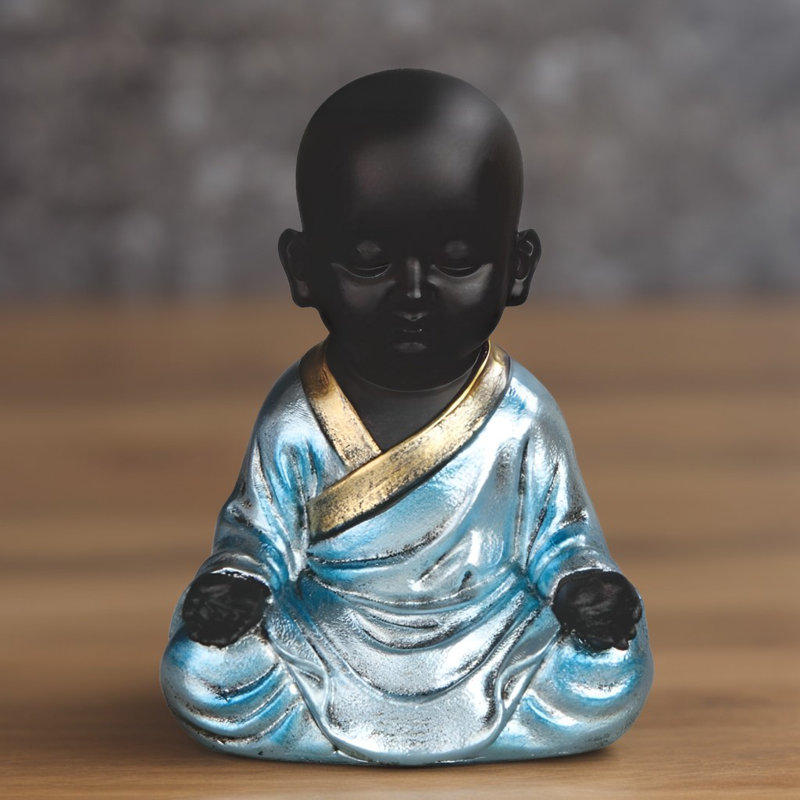Figurine moine méditant 8 "H