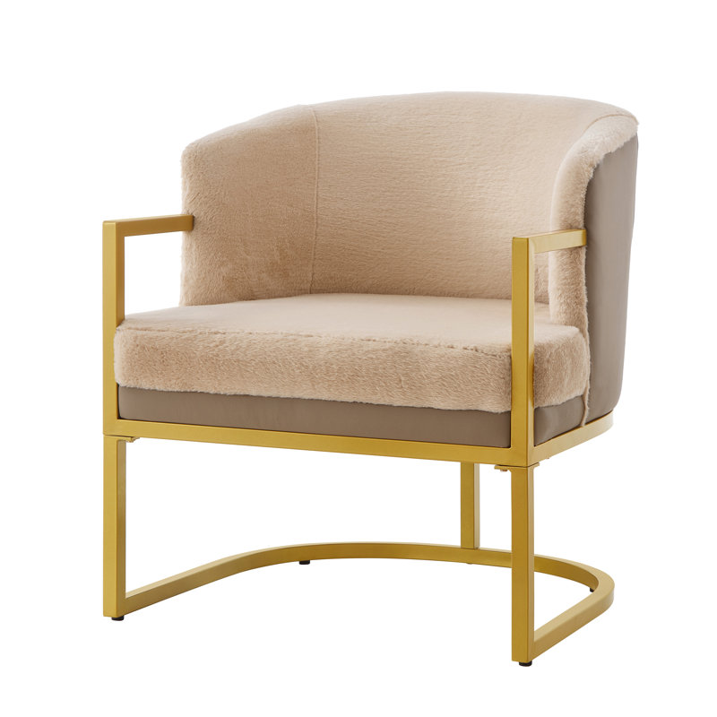 Chaise de lecture rembourrée avec fauteuil en métal doré moderne Modern Accent Chair, Beige