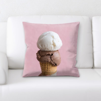 Holding Ice Cream on Background Throw Pillow
