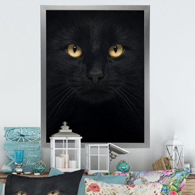 Portrait de chat noir et blanc - Peinture
