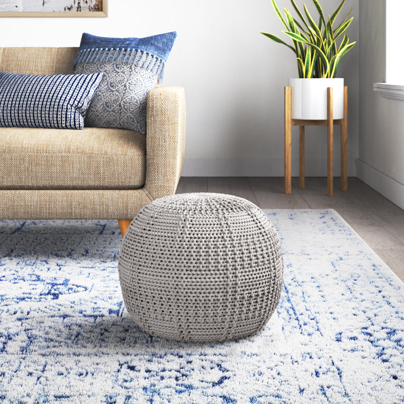 Pouf rond de 20 po de largeur, Ivoire