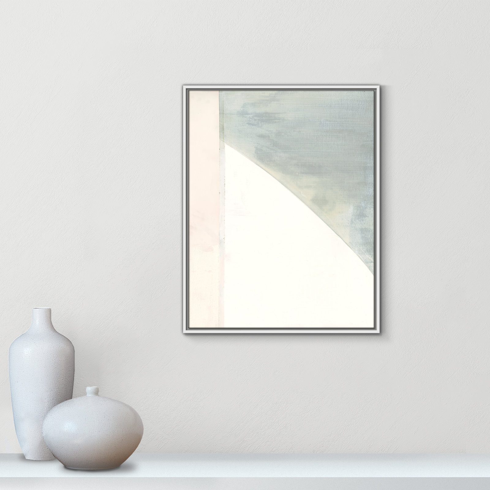 Alexandria "In Neutral I" Painting by Cartissi, White Framed Canvas, 29.5" H x 23.5" W x 2" D