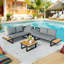 279.5cm Wide L-Shaped Metal Patio Sectional Set