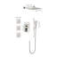 Arrangement de douche avec pomme de douche, douchette à main, jets de corps, garniture de robinet - tuyau élégant en nickel, barre coulissante