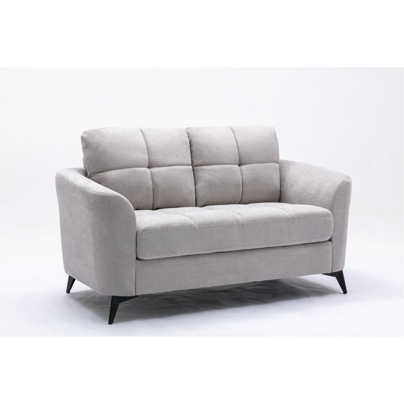 Causeuse 60 po en tissu tissé gris clair, Gris clair