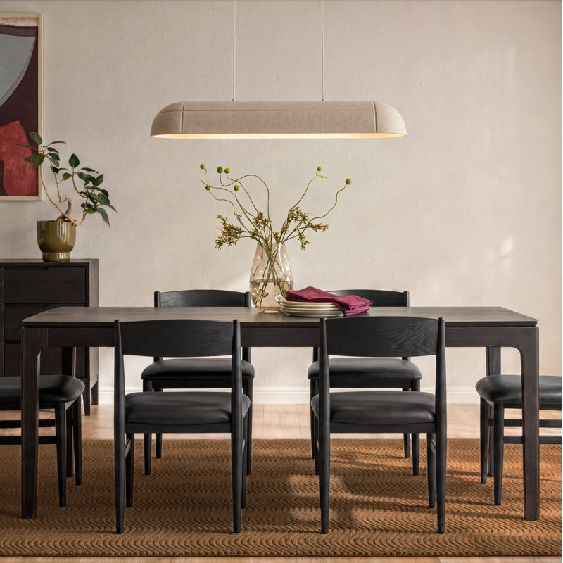 Rise 72" W Solid and Manufactured Wood Dining Table, Black