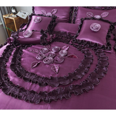 Midnight Bloom Satin Floral Comforter