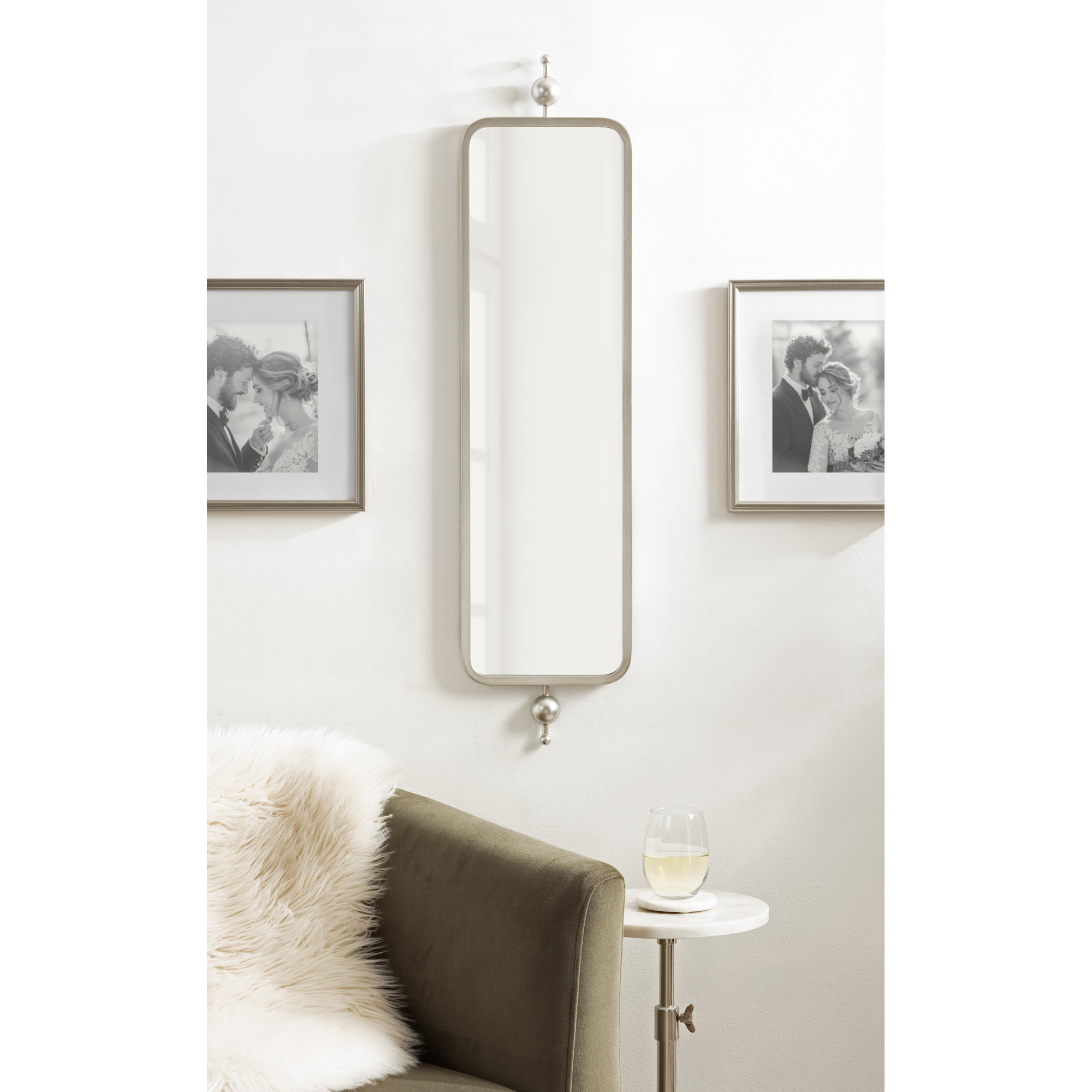 Kasota Rectangle Skinny Panel Mirror, 36" x 9", Silver