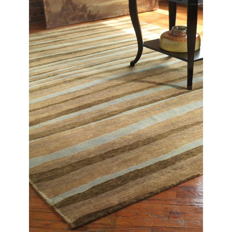 Wool Striped Area Rug, Rectangle 6' x 9'