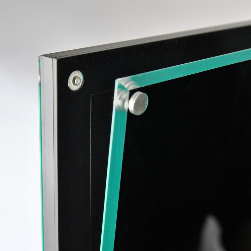 Black Double-Sided Magnetic Floor Sign Holder with Clear Plastic Cover