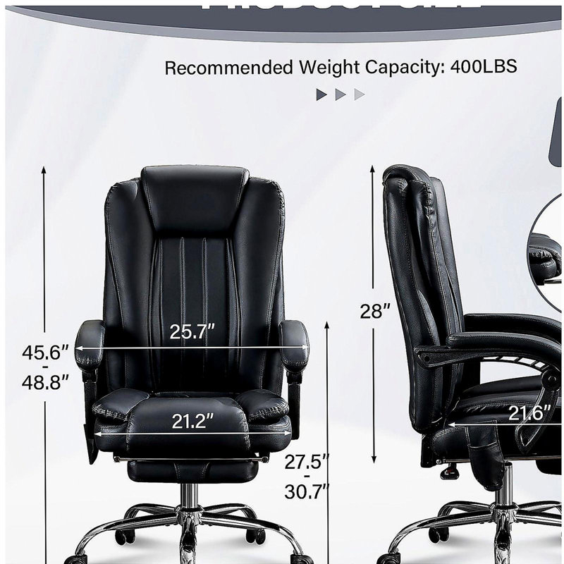 Fauteuil de massage avec chauffeur et 6 points de vibration, avec repose-pieds et accoudoirs rembourrés, fauteuil de direction avec dossier inclinable et roulettes