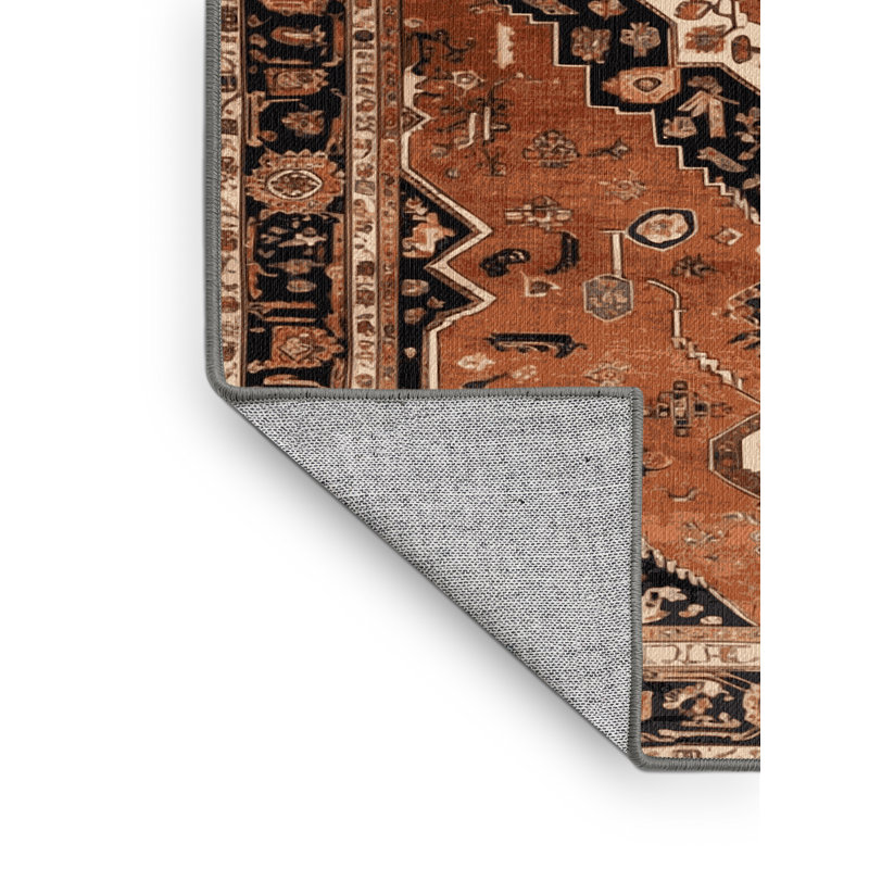 Tapis brun lavable à la machine, Carré 7 pi