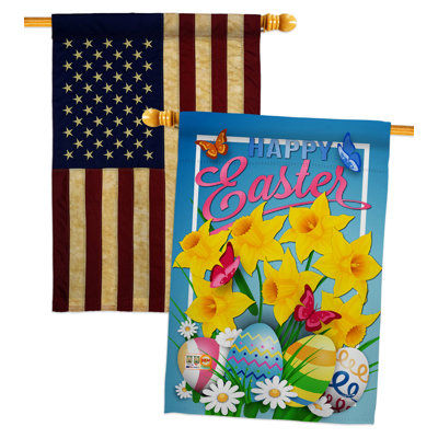 Double Sided 40 in. H x 28 in. W Polyester Easter House Flag