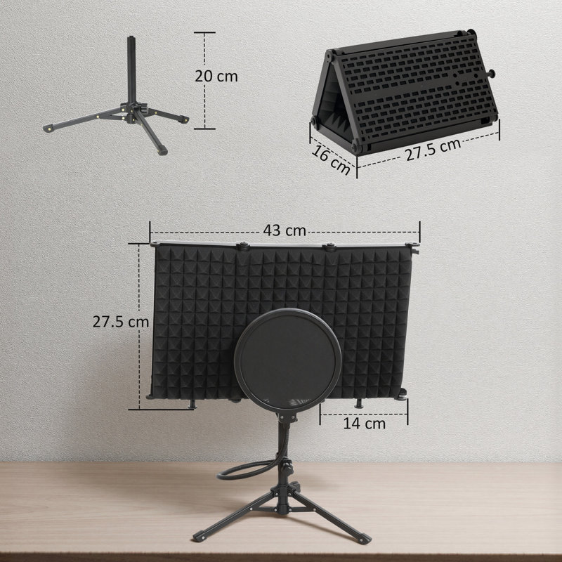 HOMCOM PP, PE, Metal Microphone Isolation Shield
