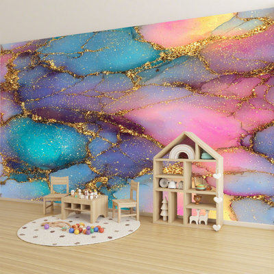 Vintage Peel and Stick Wallpaper Abstract Alcohol Ink Art Gold Wall Murals 100"H x 144"W Removable PVC Wall Paper Self-Adhesive Wall Decor for Bedroom Living Room Home Office