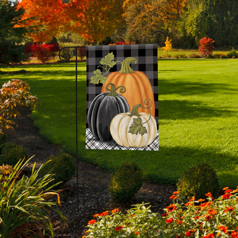 Drapeau d'automne à carreaux citrouilles