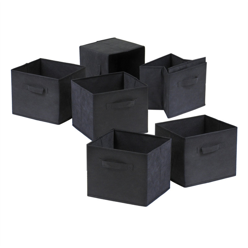 Latitude Fabric 4-Pc Foldable Basket Set in Black Finish, 8.78'' H X 10.9'' W X 10.01'' D, Black, 4