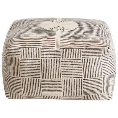 45cm Wide Square Striped Pouffe Ottoman