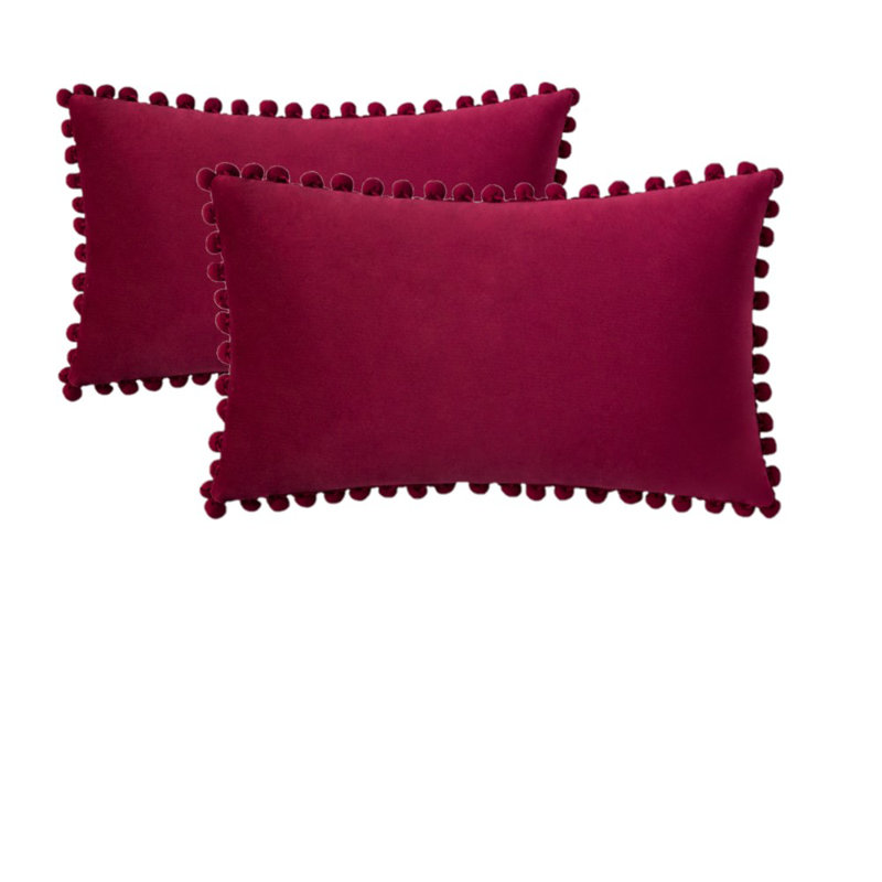 Housse de coussin en velours, Carré 20 po, Rouge vin, Housse de coussin seulement - sans coussin