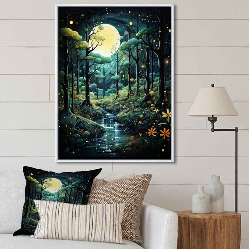 «Forest Enchanted Forest Pointillism IV - Landscape & Nature», reproduction sur toile, H 32 po x l 24 po x P 1 po