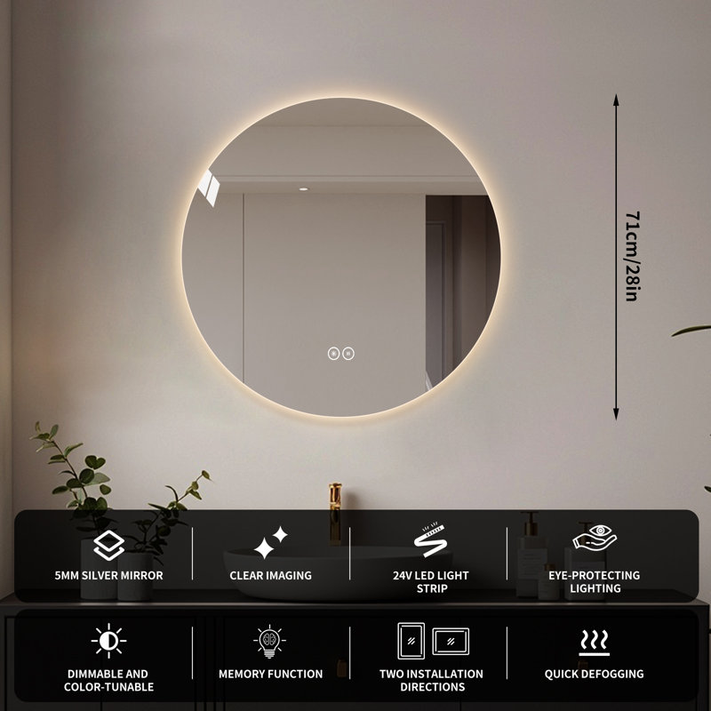 Miroir de salle de bain 28 po, 28 po x 28 po
