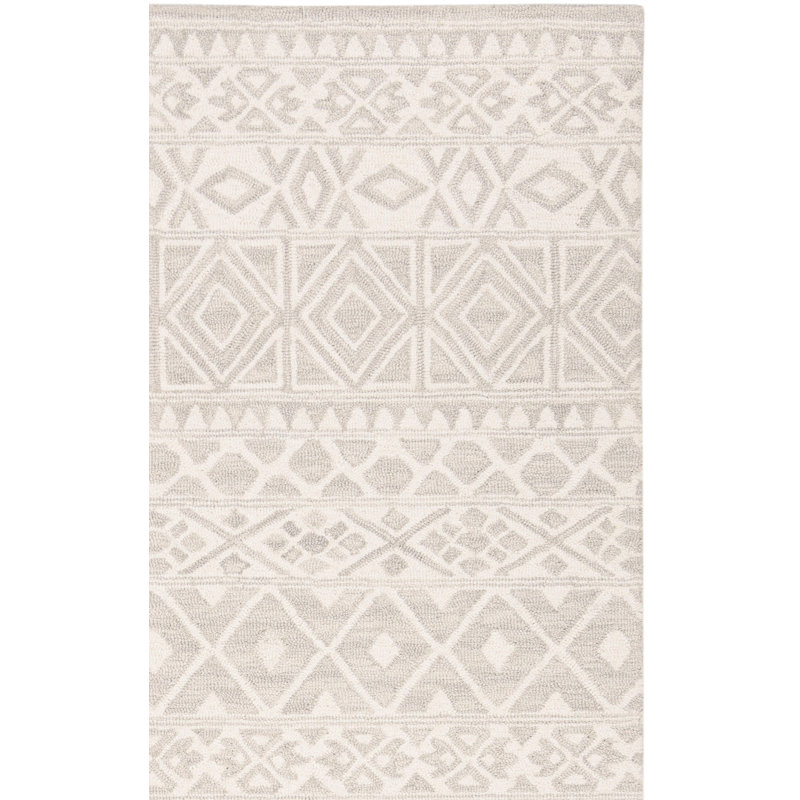 Jahiem Hand-Tufted Wool Gray Area Rug, Square 6'
