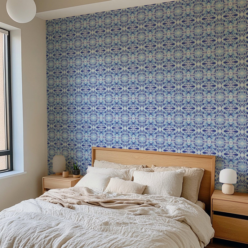 Rouleau de papier peint L 10 pi x l 24 po The Blush Label, Bleu, Non collé, Faux Grasscloth