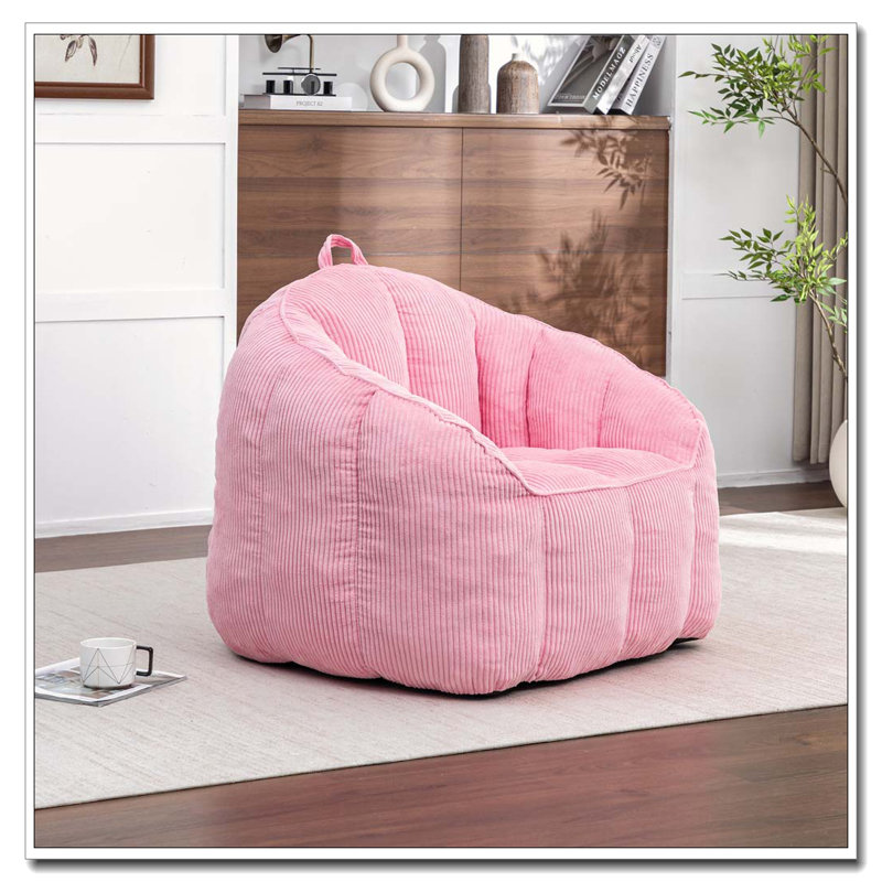 Comfy Corduroy Large Bean Bag Chairs with Armrests, Pink