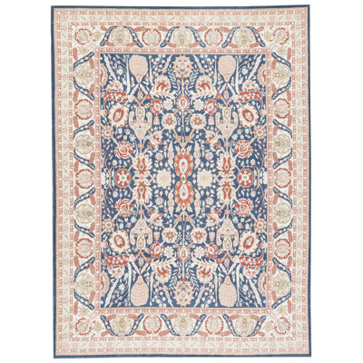 Hand-Knotted High-Quality Blue and Ivory Area Rug