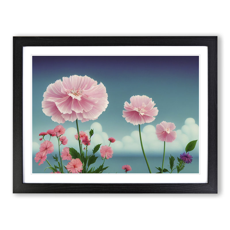Appealing Carnation Flowers - Single Picture Frame Print, Black Framed, 46cm H x 64cm W x 2cm D