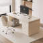 Blanc + pierre frittée rectangulaire cristal-crème + bois manufacturé + acier au carbone avec bureau à 3 tiroirs-344536405