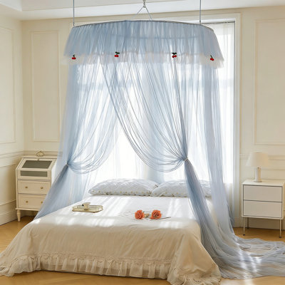 Polyester Mosquitos Net Light Luxurys French Princess-Style Dome Mosquito Net And High-Density Mesh Foldable And Ceiling-Mounted Canopys