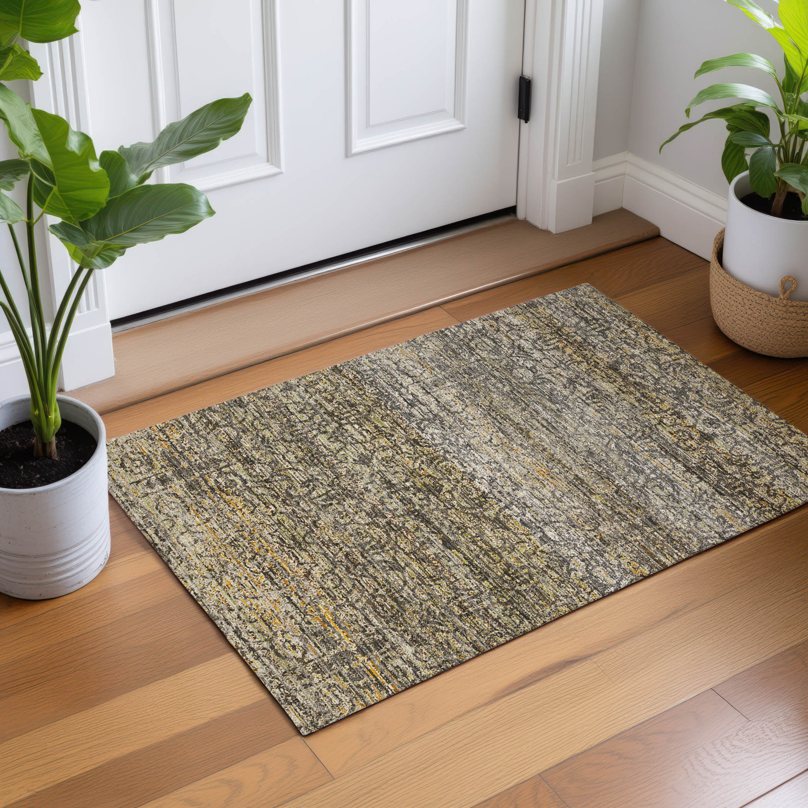 Premium Machine Washable Tirico Casual Rug, Graphite, 1'8" x 2'6"
