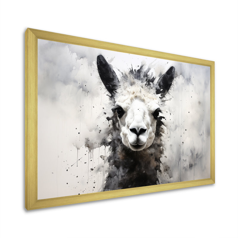 Noir et blanc, minimalisme, alpaga monochrome I, Cadre doré simple, H 12 po x l 20 po x P 1 po