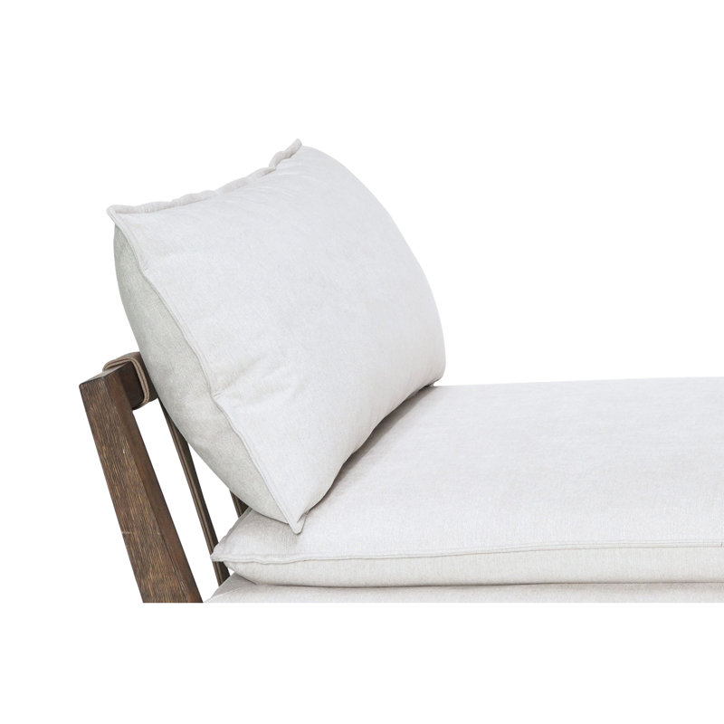 Lit de jour à sangles en cuir avec coussin et oreillers inclus, structure entièrement en bois franc, rembourrage en mousse de densité 1,8, revêtement blanc, 85 po Largeur, 23,5 hauteur, 35 profondeur, 91 lb orné inclus