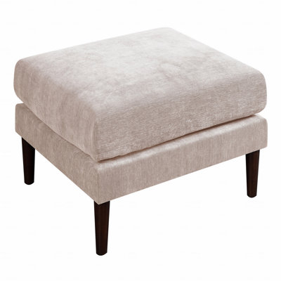 1Pc Beautiful Blush Pink Morgan Fabric Upholstered Ottoman, Soft Cushioned With Wood Legs