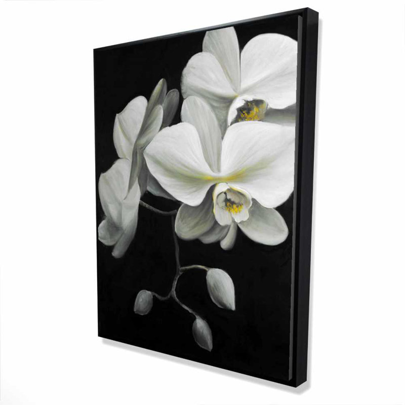 White Orchids - Flowers Bathroom Framed Canvas for Home Decor