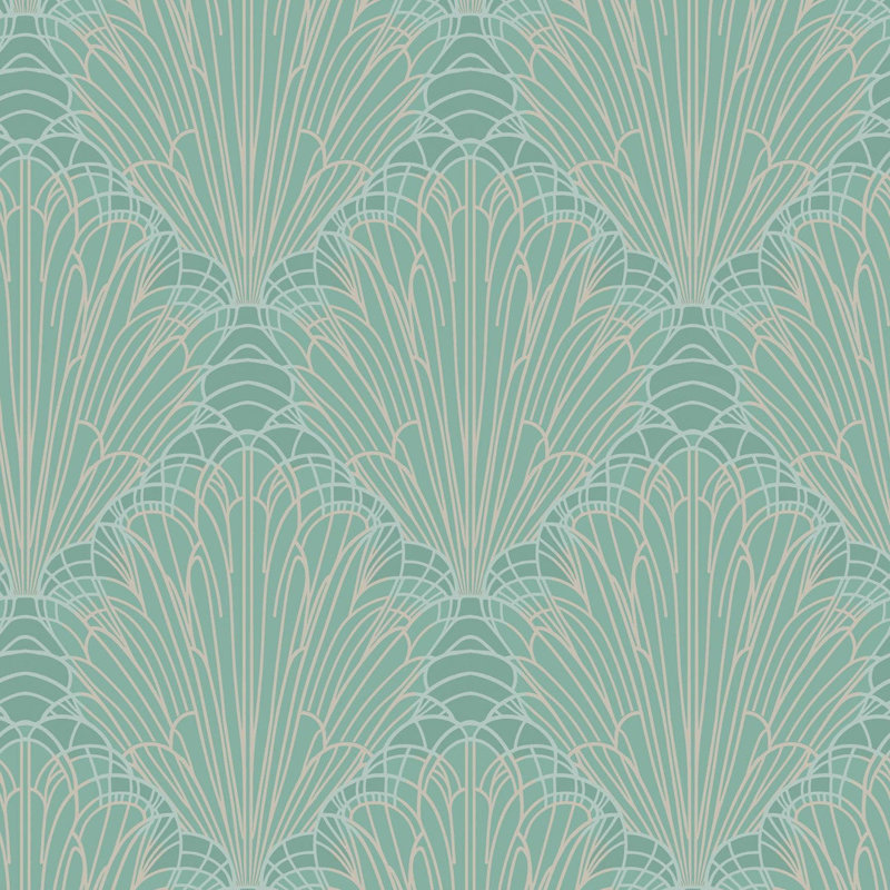 Splash - Papier peint vert Caraïbes, Toile de ramie synthétique
