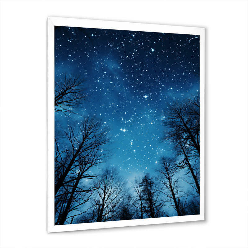 «Ciel étoilé bleu», H 32 po x l 16 po x P 1 po, Cadre simple blanc