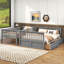 Lit simple superposé au dessus d'un lit double avec tiroirs, lits convertibles, gris-1211951175