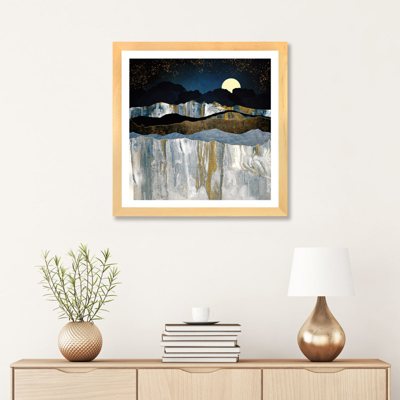 Painted Mountains - Reproduction, H 24 po x l 24 po x p 1 po, Cadre papier naturel, Blanc