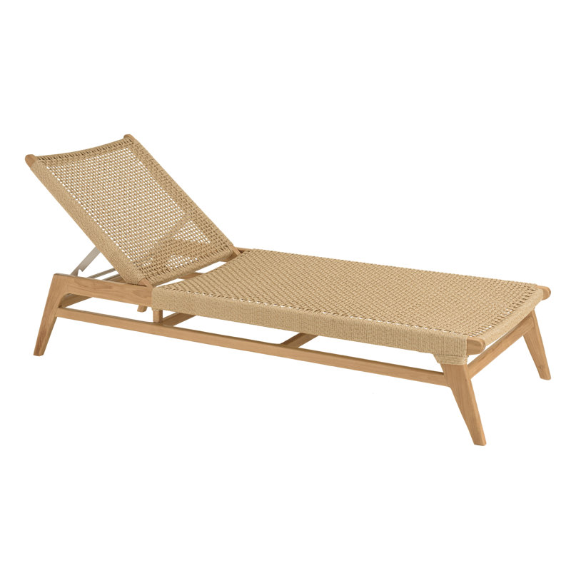 Natural Teak And Synthetic Sunlounger