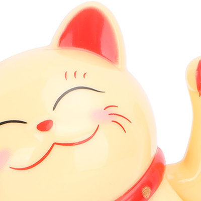 Statue de chat porte-bonheur agitant l'énergie solaire Fortune Beckon, décoration de bureau Feng Shui 4 po jaune
